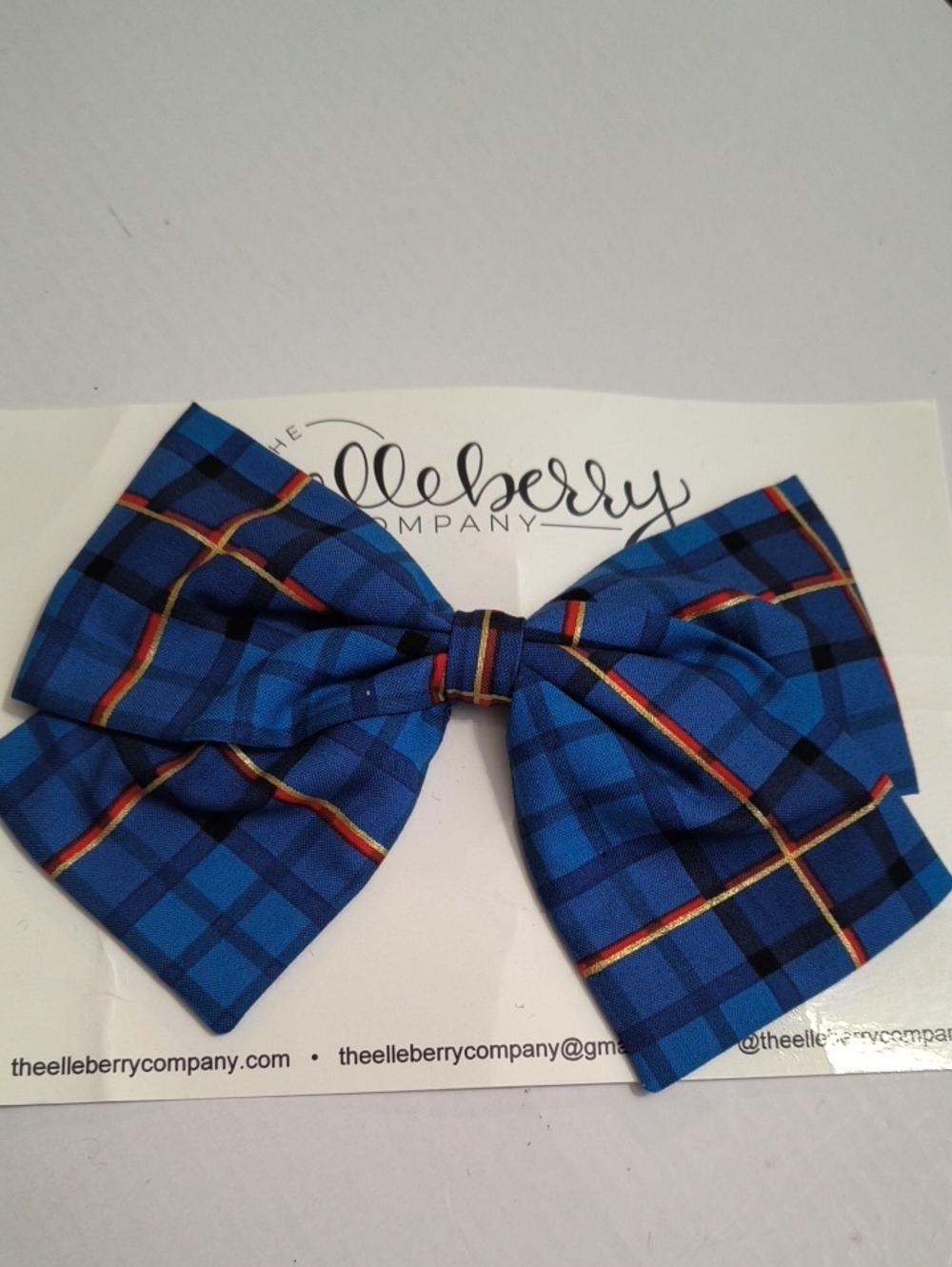The Elle Berry Company Blue Plaid Kids Bow